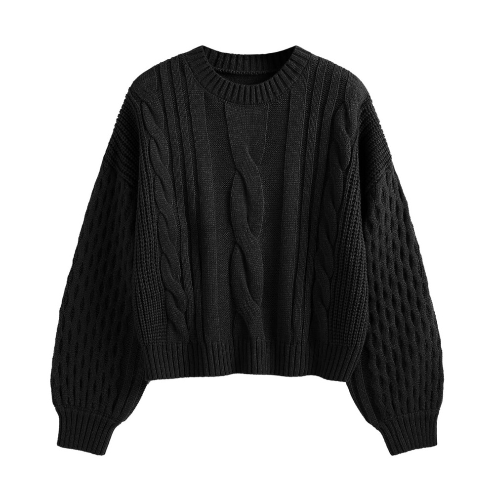 Zaful Black Textured Cable Knit Sweater Women’s Medium New With Tags